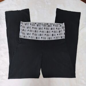 VTG Victoria's Secret PINK Y2K Foldover Yoga Pants VS Flare Love Logo Medium M
